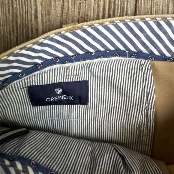 Cremieux Chino Pants Mens 35x32 Pleated Tan Casual Cotton Work Preppy - Picture 4 of 13